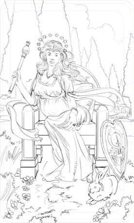 Sketch for the Empress from Witches Tarot by Ellen Dugan and Mark Evans